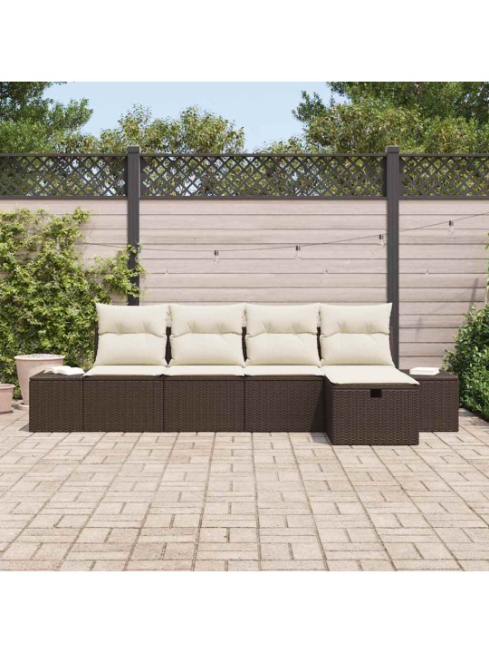 Dārza dīvānu komplekts ar spilvenu 5 pcs brūna 55 x 62 x 69 cm