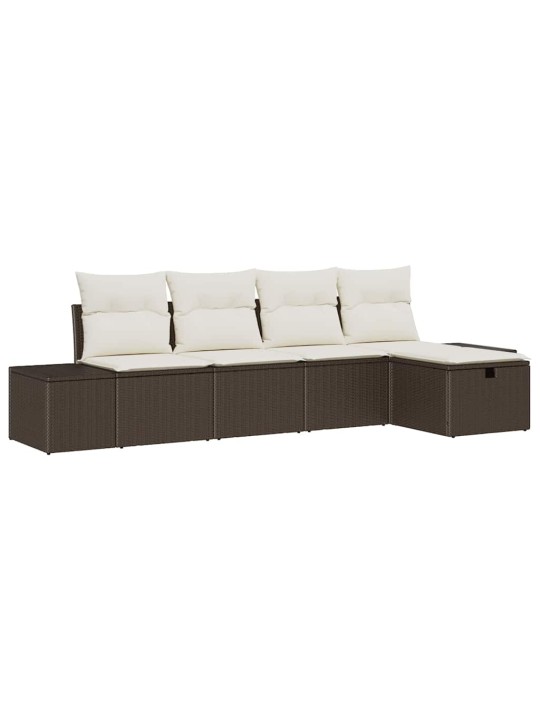 Dārza dīvānu komplekts ar spilvenu 5 pcs brūna 55 x 62 x 69 cm