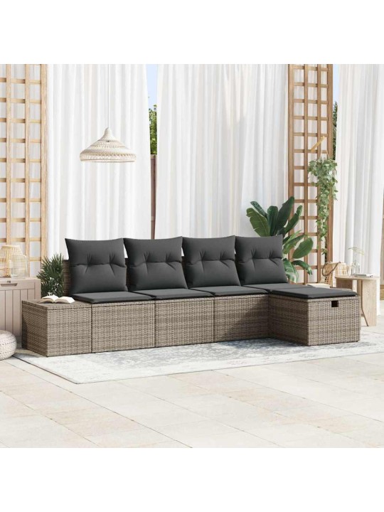 Dārza dīvānu komplekts ar spilvenu 5 pcs pelēka 55 x 62 x 69 cm