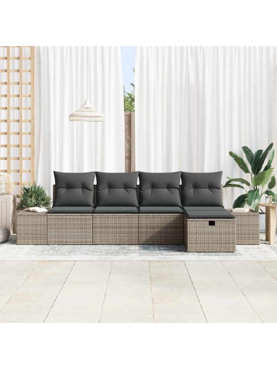 Dārza dīvānu komplekts ar spilvenu 5 pcs pelēka 55 x 62 x 69 cm