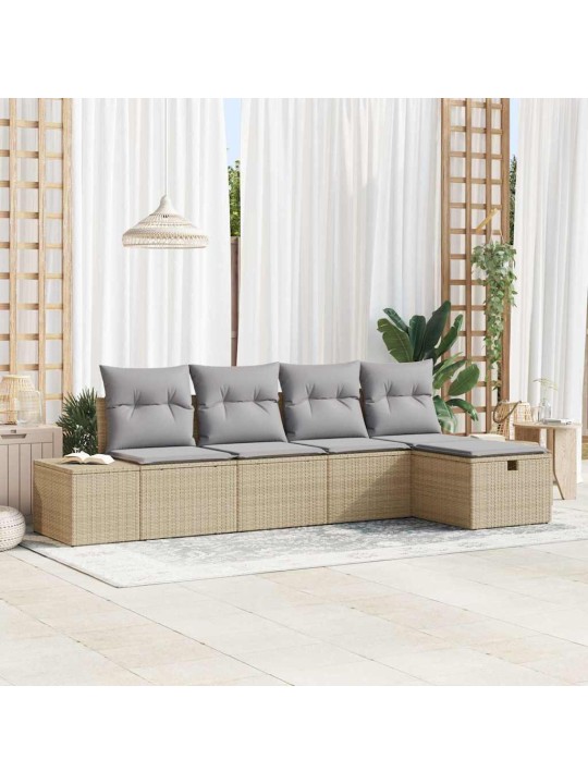 Dārza dīvānu komplekts ar spilvenu 5 pcs bēša 55 x 62 x 69 cm