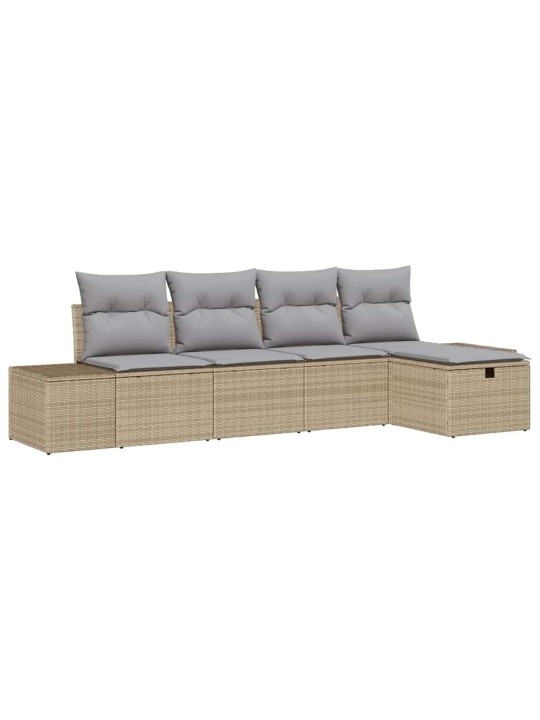 Dārza dīvānu komplekts ar spilvenu 5 pcs bēša 55 x 62 x 69 cm