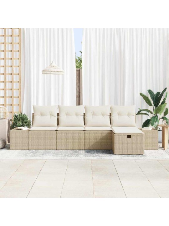 Dārza dīvānu komplekts ar spilvenu 5 pcs bēša 55 x 62 x 69 cm