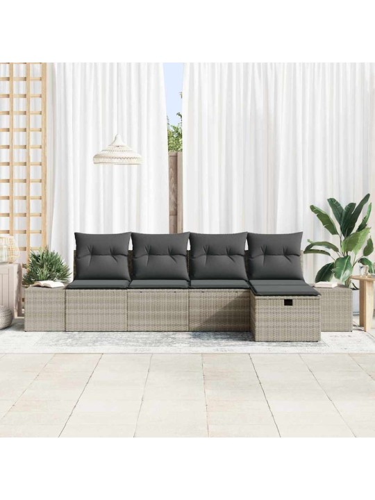 Dārza dīvānu komplekts 5 pcs gaiši pelēka 55 x 62 x 69 cm