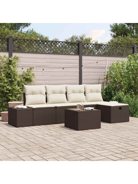 Dārza dīvānu komplekts ar spilvenu 6 pcs brūna 55 x 62 x 69 cm