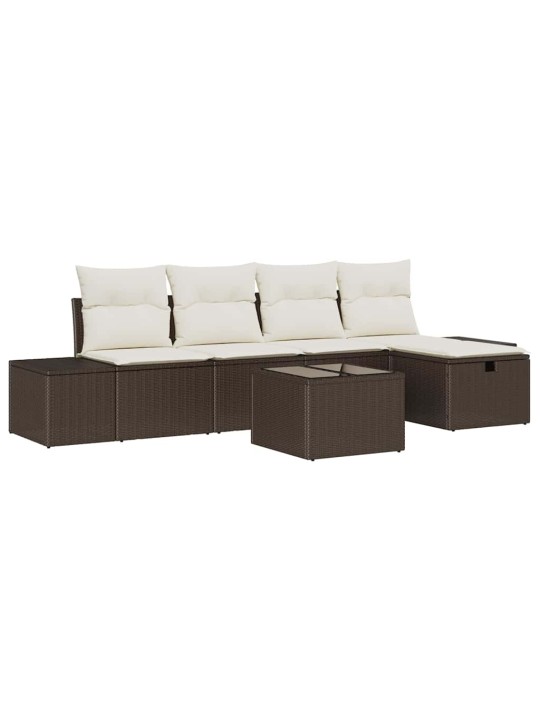 Dārza dīvānu komplekts ar spilvenu 6 pcs brūna 55 x 62 x 69 cm