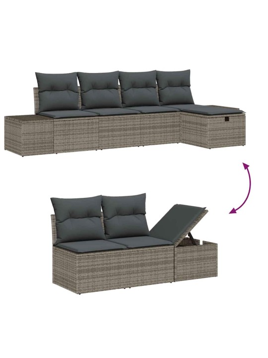 Dārza dīvānu komplekts ar spilvenu 6 pcs pelēka 55 x 62 x 69 cm