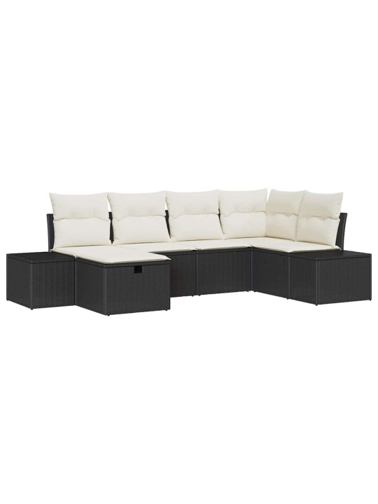 Dārza dīvānu komplekts ar spilvenu 6 pcs melna 55 x 62 x 69 cm
