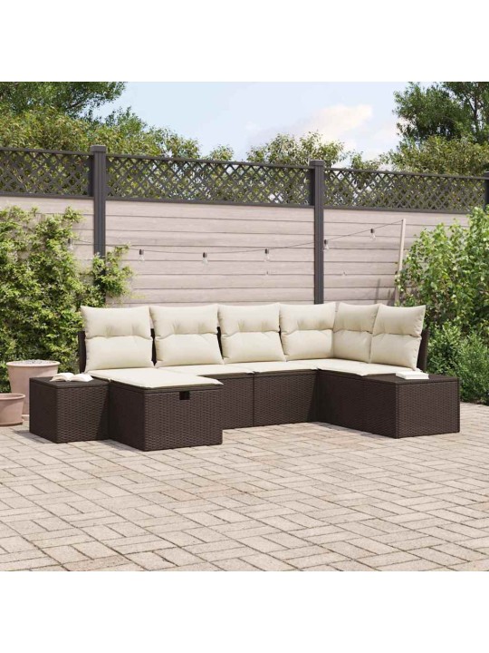 Dārza dīvānu komplekts ar spilvenu 6 pcs brūna 55 x 62 x 69 cm