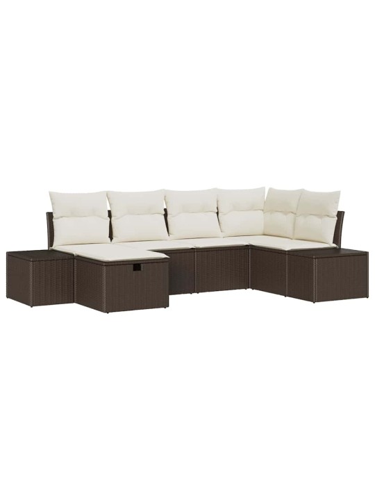 Dārza dīvānu komplekts ar spilvenu 6 pcs brūna 55 x 62 x 69 cm