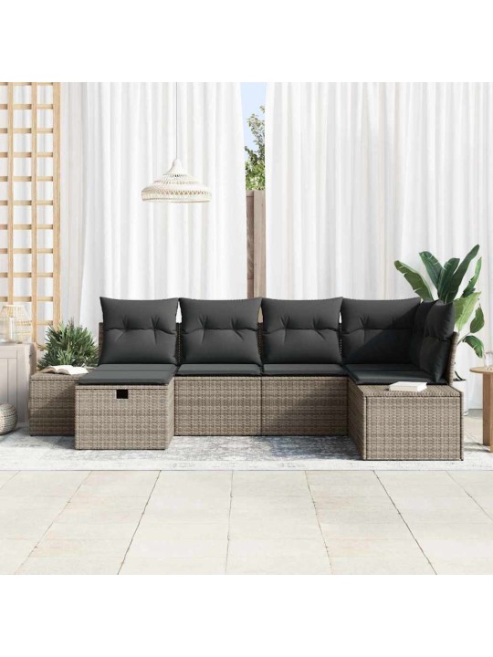 Dārza dīvānu komplekts ar spilvenu 6 pcs pelēka 55 x 62 x 69 cm