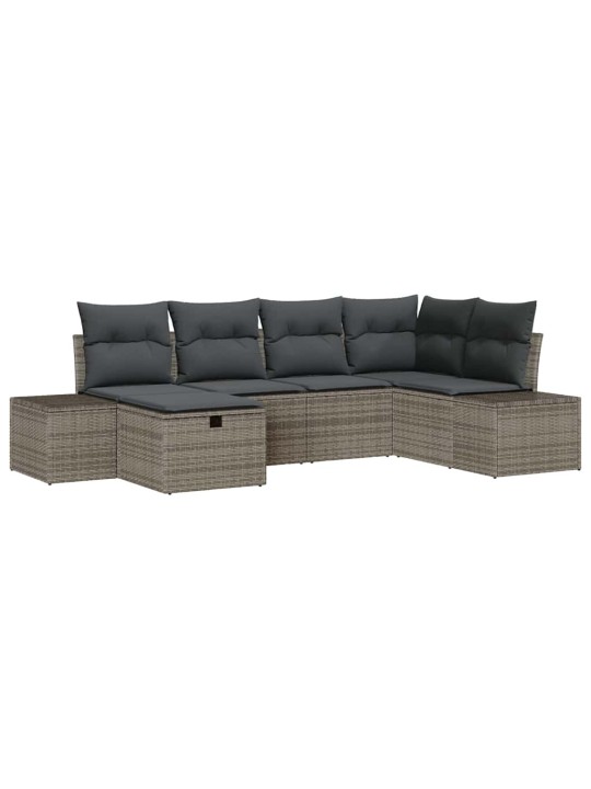 Dārza dīvānu komplekts ar spilvenu 6 pcs pelēka 55 x 62 x 69 cm