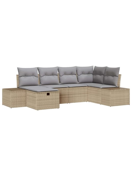Dārza dīvānu komplekts ar spilvenu 6 pcs bēša 55 x 62 x 69 cm