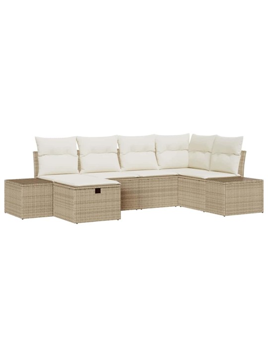 Dārza dīvānu komplekts ar spilvenu 6 pcs bēša 55 x 62 x 69 cm