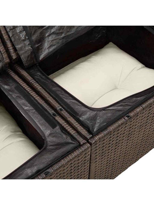 Dārza dīvānu komplekts ar spilvenu 7 pcs brūna 55 x 62 x 69 cm