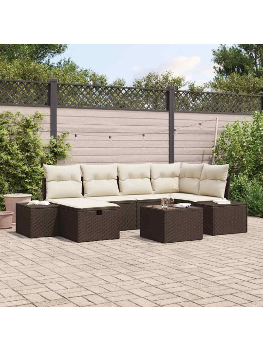 Dārza dīvānu komplekts ar spilvenu 7 pcs brūna 55 x 62 x 69 cm