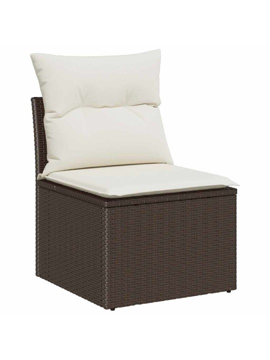 Dārza dīvānu komplekts ar spilvenu 7 pcs brūna 55 x 62 x 69 cm