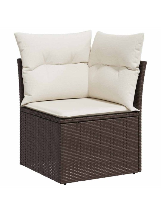 Dārza dīvānu komplekts ar spilvenu 7 pcs brūna 55 x 62 x 69 cm
