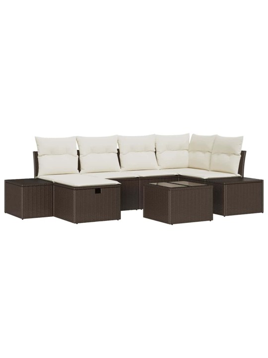 Dārza dīvānu komplekts ar spilvenu 7 pcs brūna 55 x 62 x 69 cm