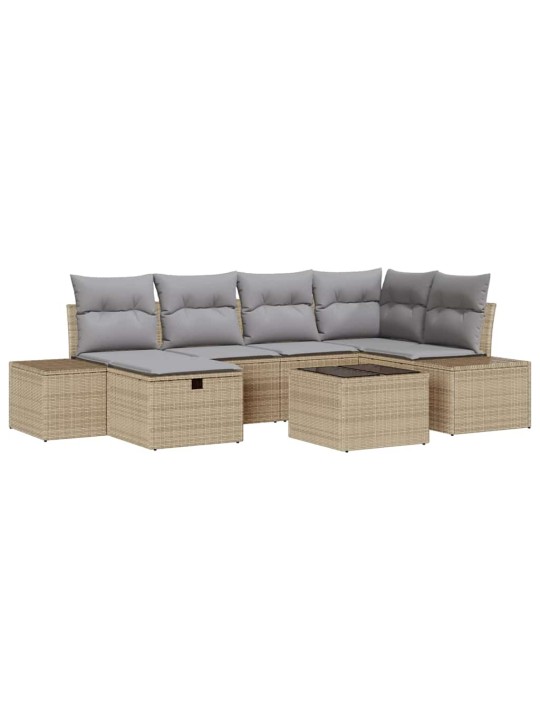 Dārza dīvānu komplekts ar spilvenu 7 pcs bēša 55 x 62 x 69 cm