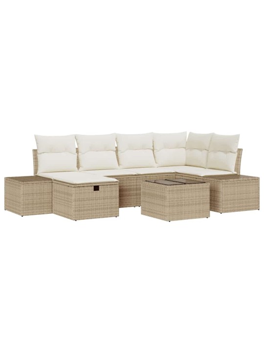 Dārza dīvānu komplekts ar spilvenu 7 pcs bēša 55 x 62 x 69 cm