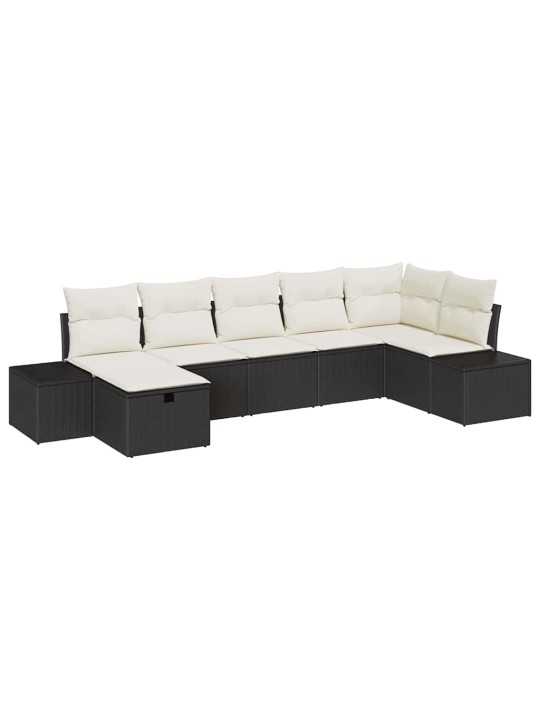 Dārza dīvānu komplekts ar spilvenu 7 pcs melna 55 x 62 x 69 cm