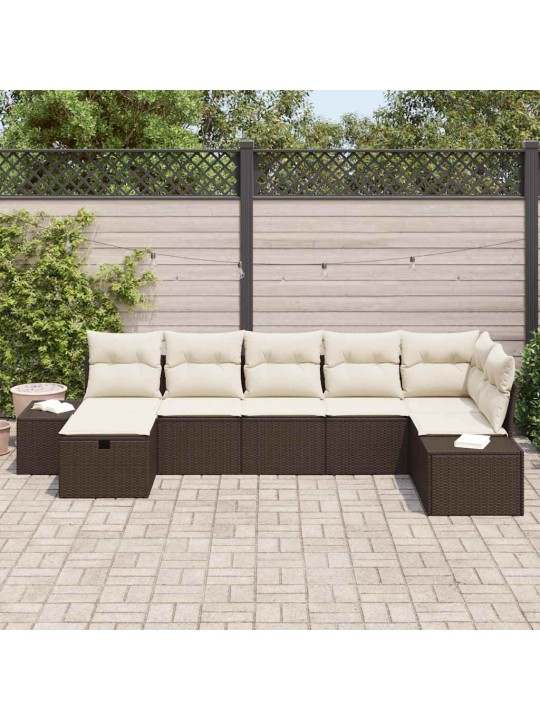 Dārza dīvānu komplekts ar spilvenu 7 pcs brūna 55 x 62 x 69 cm