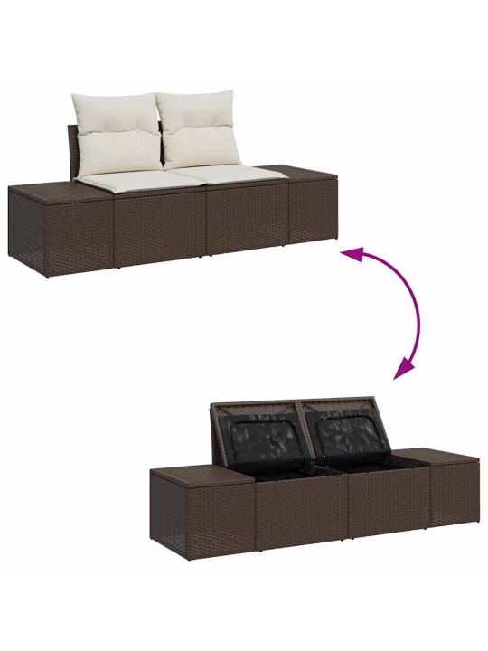 Dārza dīvānu komplekts ar spilvenu 7 pcs brūna 55 x 62 x 69 cm
