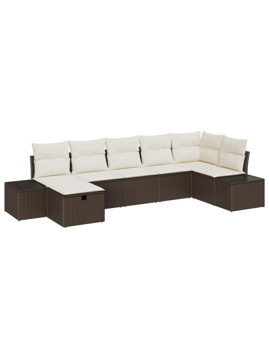 Dārza dīvānu komplekts ar spilvenu 7 pcs brūna 55 x 62 x 69 cm