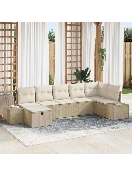 Dārza dīvānu komplekts ar spilvenu 7 pcs bēša 55 x 62 x 69 cm