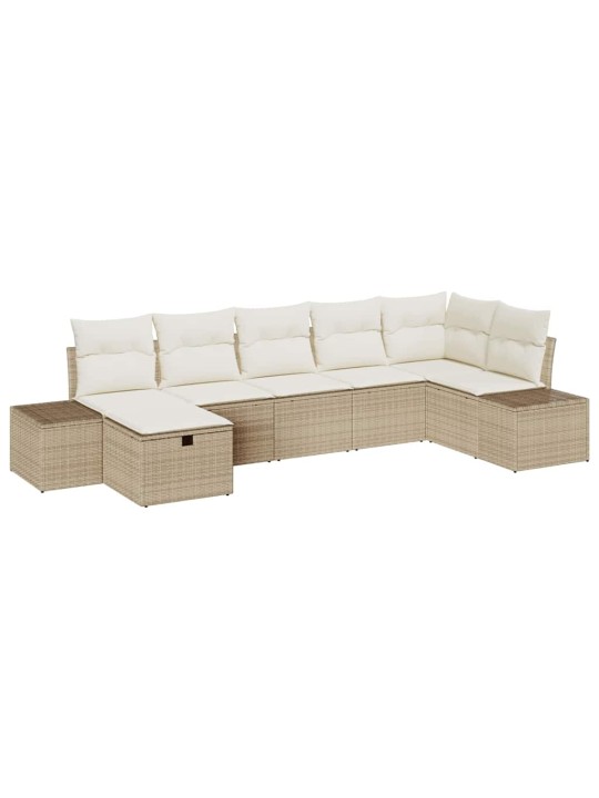 Dārza dīvānu komplekts ar spilvenu 7 pcs bēša 55 x 62 x 69 cm