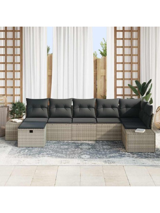Dārza dīvānu komplekts 7 pcs gaiši pelēka 55 x 62 x 69 cm