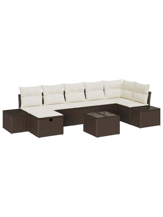 Dārza dīvānu komplekts ar spilvenu 8 pcs brūna 55 x 62 x 69 cm