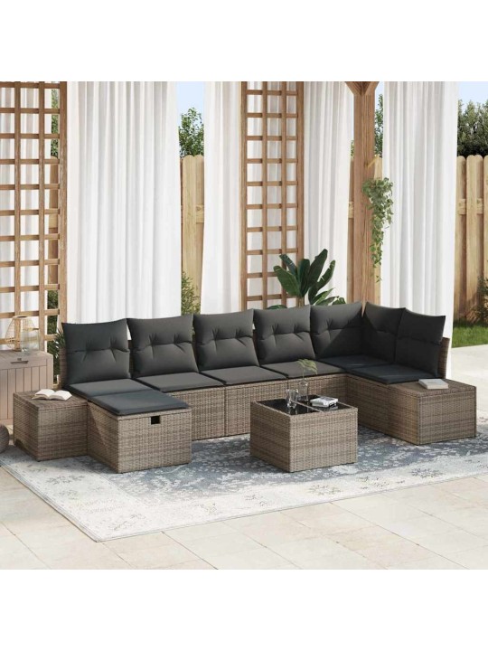 Dārza dīvānu komplekts ar spilvenu 8 pcs pelēka 55 x 62 x 69 cm