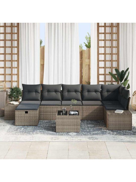 Dārza dīvānu komplekts ar spilvenu 8 pcs pelēka 55 x 62 x 69 cm
