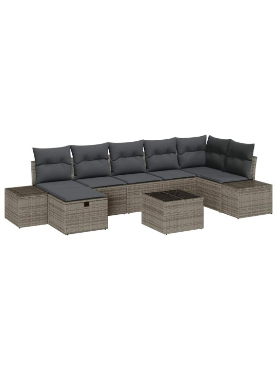 Dārza dīvānu komplekts ar spilvenu 8 pcs pelēka 55 x 62 x 69 cm