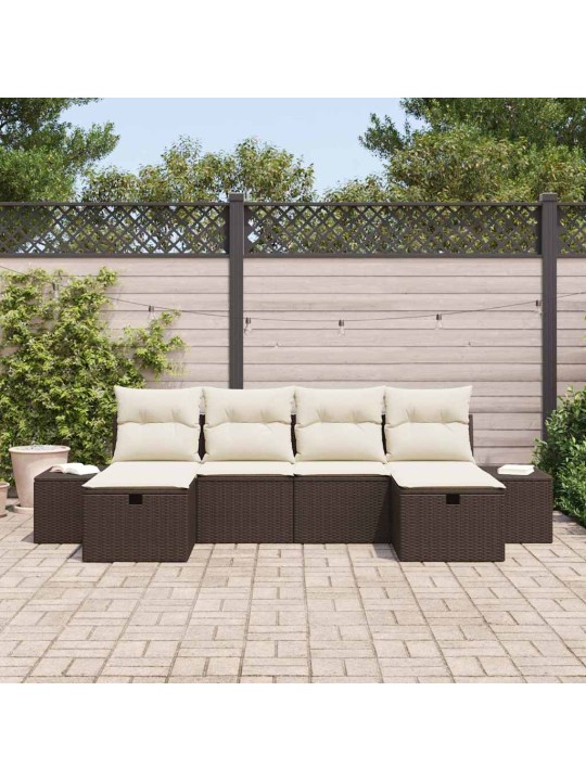 Dārza dīvānu komplekts ar spilvenu 6 pcs brūna 55 x 62 x 69 cm