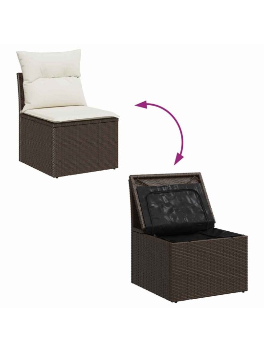 Dārza dīvānu komplekts ar spilvenu 6 pcs brūna 55 x 62 x 69 cm