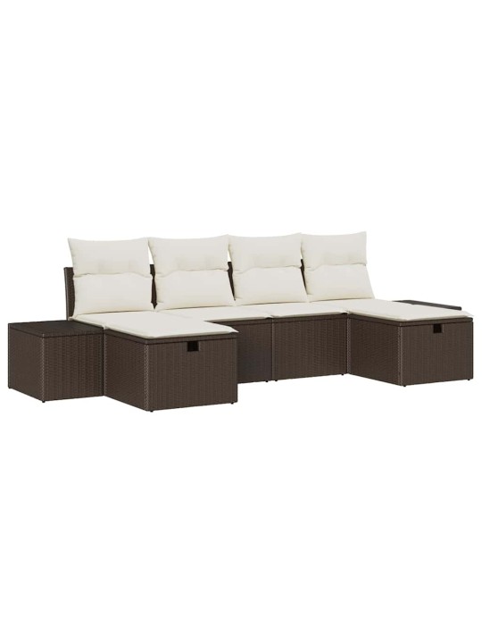 Dārza dīvānu komplekts ar spilvenu 6 pcs brūna 55 x 62 x 69 cm