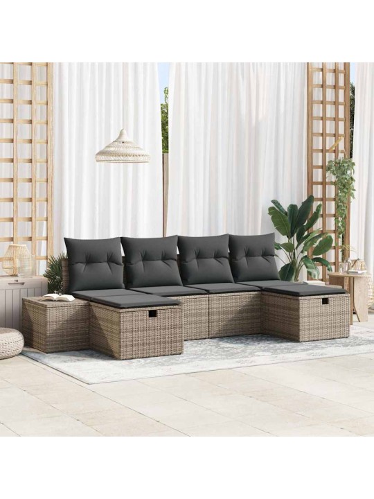 Dārza dīvānu komplekts ar spilvenu 6 pcs pelēka 55 x 62 x 69 cm