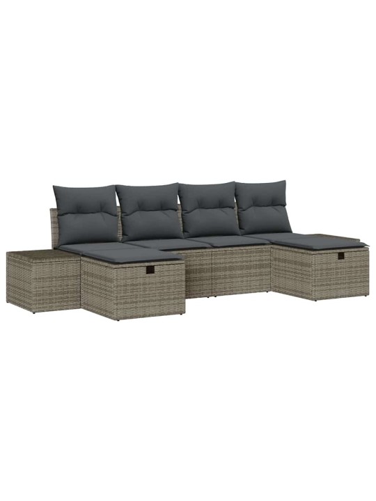 Dārza dīvānu komplekts ar spilvenu 6 pcs pelēka 55 x 62 x 69 cm