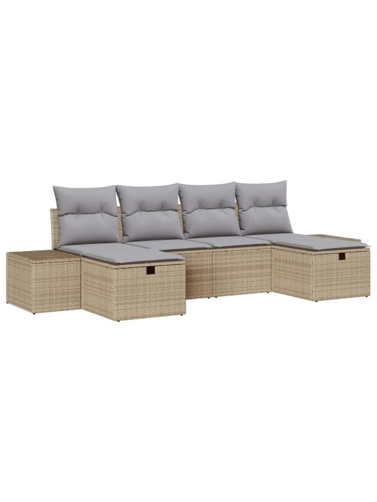 Dārza dīvānu komplekts ar spilvenu 6 pcs bēša 55 x 62 x 69 cm