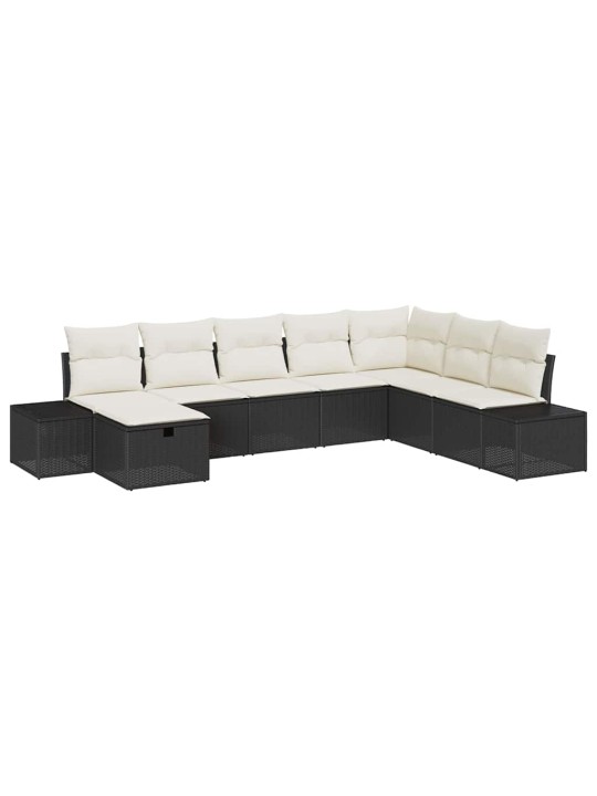 Dārza dīvānu komplekts ar spilvenu 8 pcs melna 55 x 62 x 69 cm