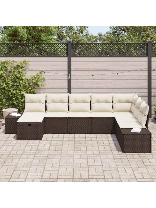 Dārza dīvānu komplekts ar spilvenu 8 pcs brūna 55 x 62 x 69 cm