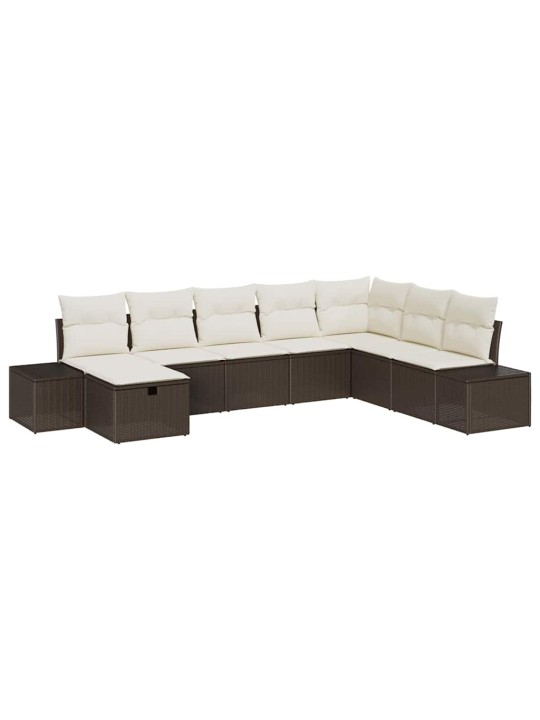 Dārza dīvānu komplekts ar spilvenu 8 pcs brūna 55 x 62 x 69 cm