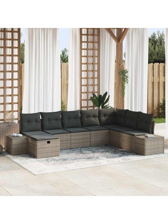Dārza dīvānu komplekts ar spilvenu 8 pcs pelēka 55 x 62 x 69 cm