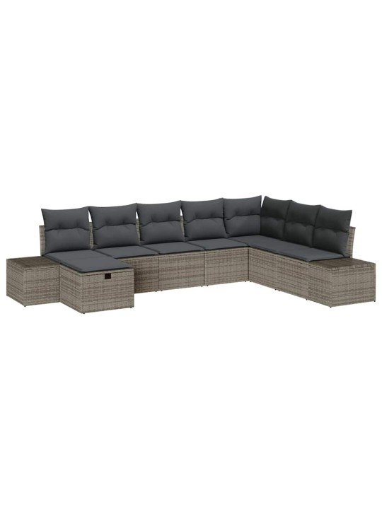 Dārza dīvānu komplekts ar spilvenu 8 pcs pelēka 55 x 62 x 69 cm