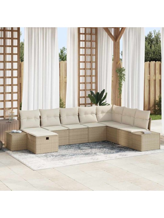 Dārza dīvānu komplekts ar spilvenu 8 pcs bēša 55 x 62 x 69 cm