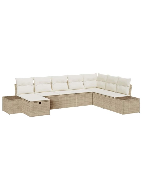 Dārza dīvānu komplekts ar spilvenu 8 pcs bēša 55 x 62 x 69 cm