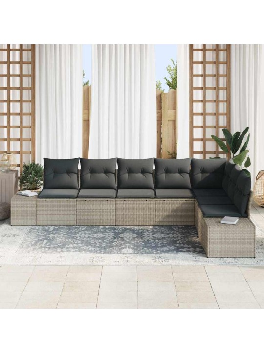 Dārza dīvānu komplekts 8 pcs gaiši pelēka 55 x 62 x 69 cm